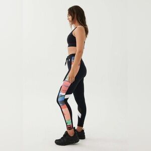 P.E. Nation Break Out Leggings in Black Color Block and Mesh 7/8 Length